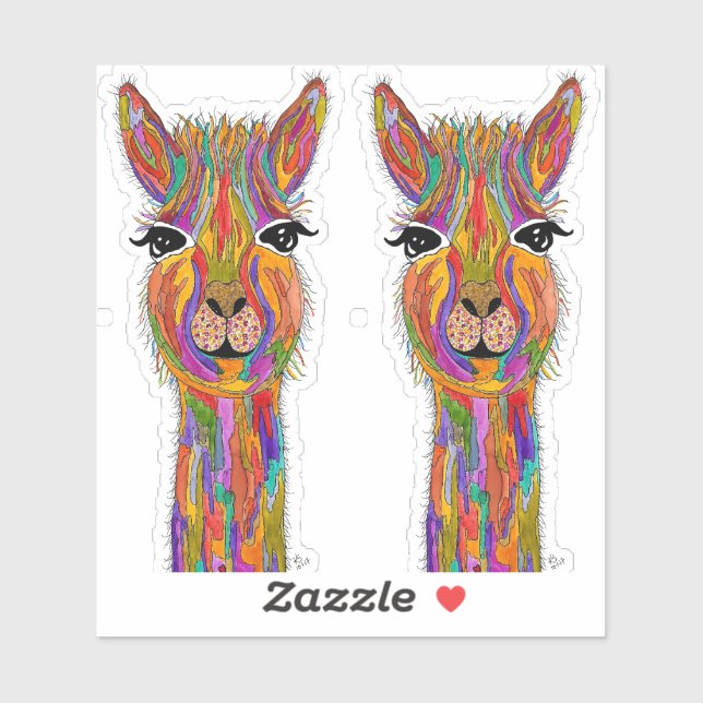 Cute and Colourful Llama Vinyl Stickers (Sheet)