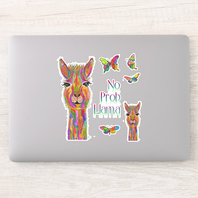 Cute and Colourful Llama Vinyl Stickers (Computer)