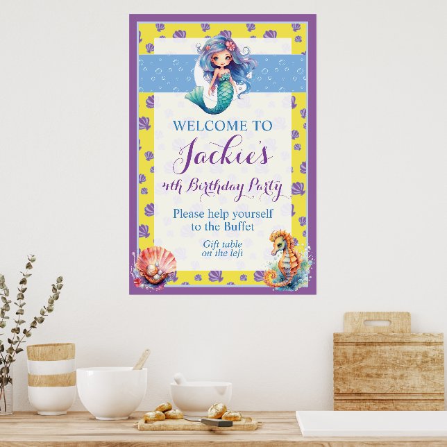 Cute and Colourful Magic Mermaid Poster (Kitchen)