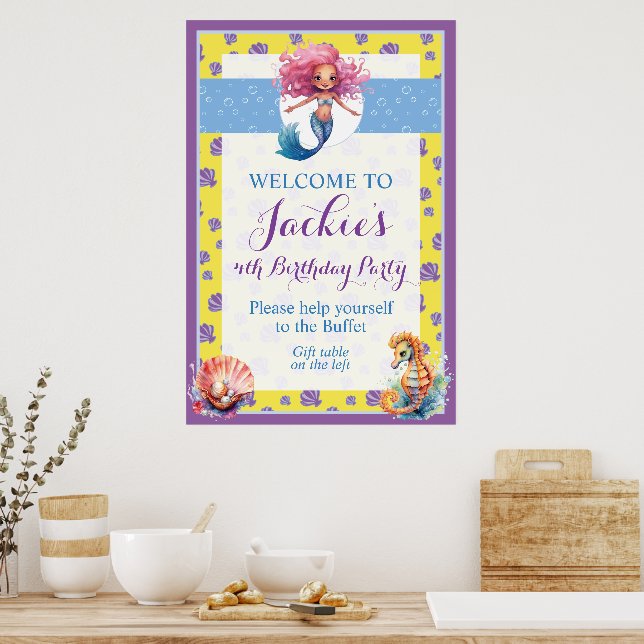 Cute and Colourful Magic Mermaid  Poster (Kitchen)