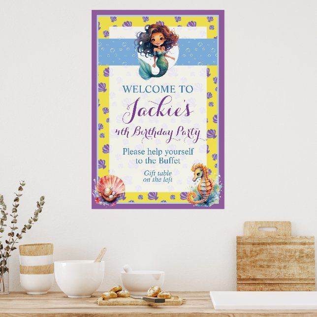 Cute and Colourful Magic Mermaid  Poster (Kitchen)