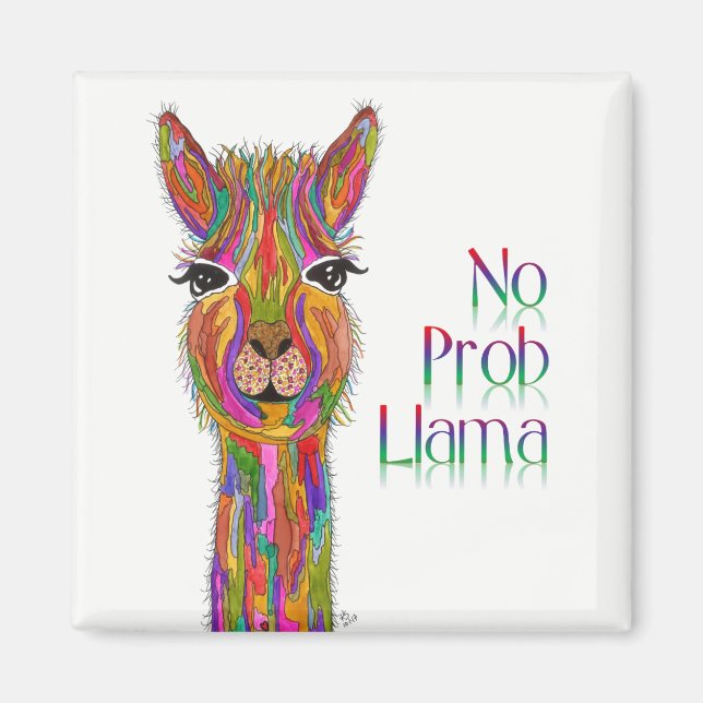 Cute and Colourful No Prob Llama Llama Magnet (Front)