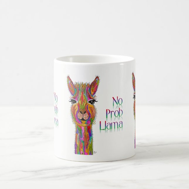 Cute and Colourful No Prob Llama Mug (Center)