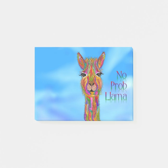 Cute and Colourful No Prob Llama Post-it Notes (Front)