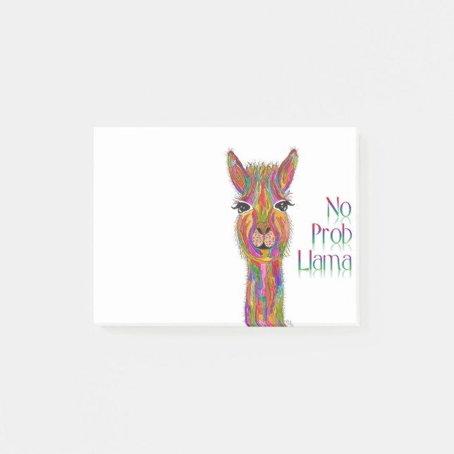 Cute and Colourful No Prob Llama Post-it Notes (Front)