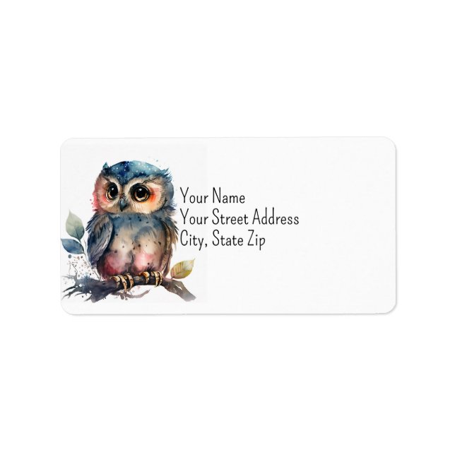 Cute and Colourful Owl Address Label (Front)
