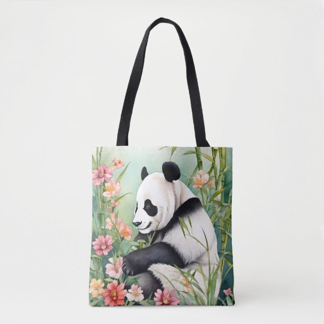 Cute and Colourful Panda Bear Tote Bag (Front)