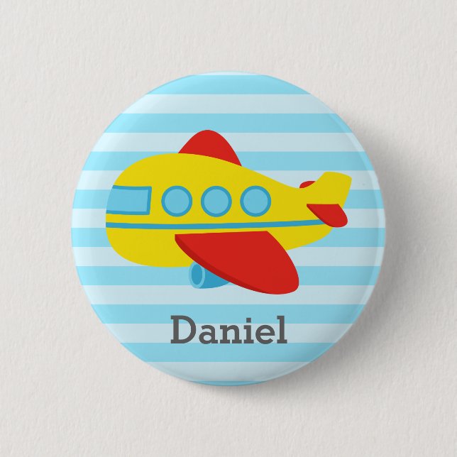Cute and Colourful Passenger Aeroplane, for Boys 6 Cm Round Badge (Front)