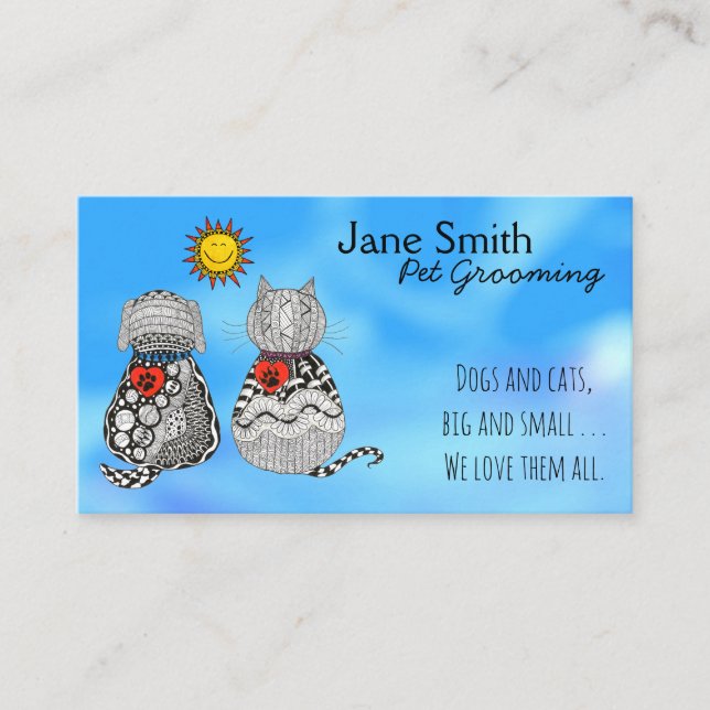 Cute and Colourful Pet Grooming Business Cards (Front)