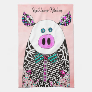 Cute and Colourful Pig Kitchen Towel