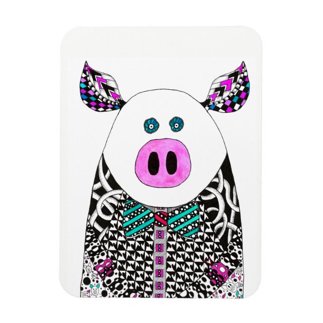 Cute and Colourful Pig Magnet 3" x 4" (Vertical)