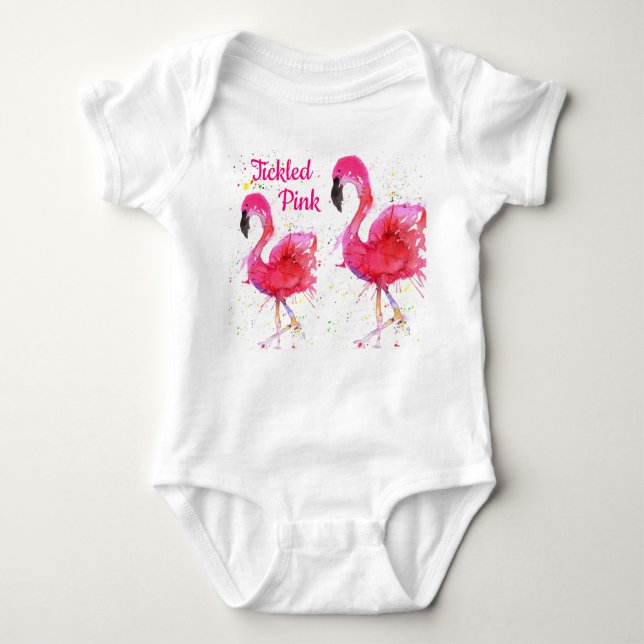 Cute and Colourful Pink Flamingo Baby Bodysuit (Front)