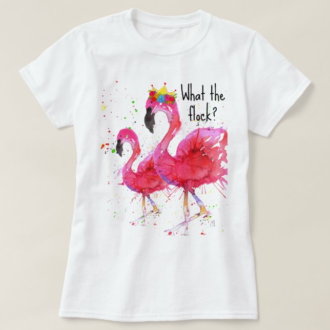 Cute and Colourful Pink Flamingo T-Shirt (Design Front)