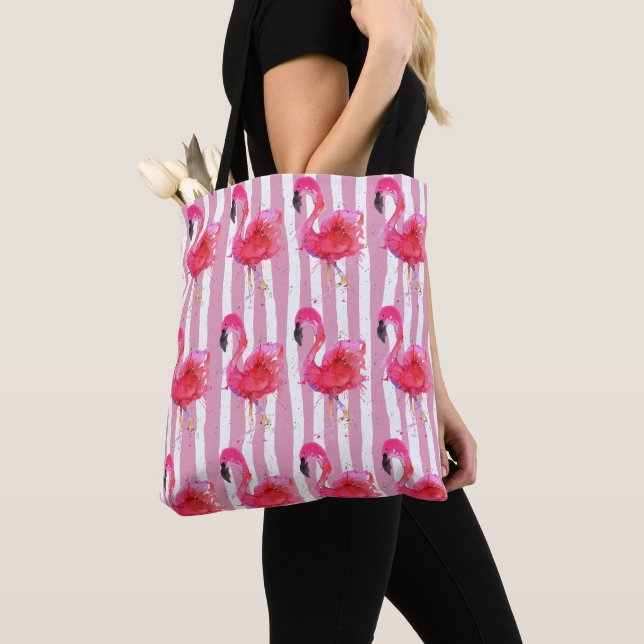 Cute and Colourful Pink Flamingo Tote Bag (Close Up)