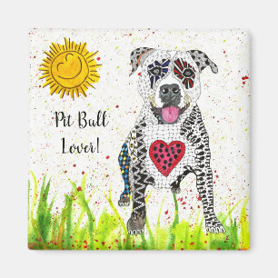 Cute and Colourful Pit Bull Magnet 2"