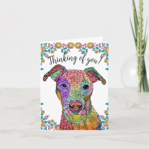 Cute and Colourful Pitbull Greeting Card