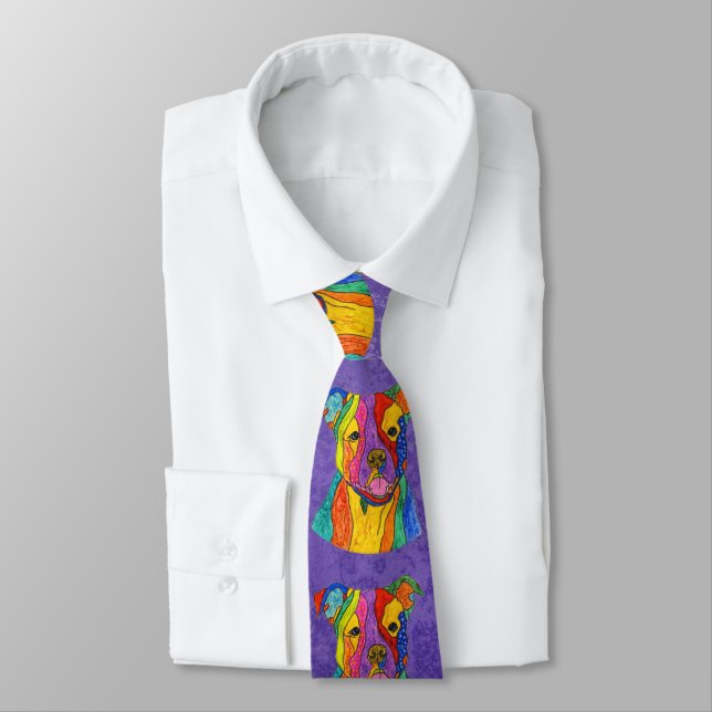 Cute and Colourful Pitbull Neck Tie (Tied)