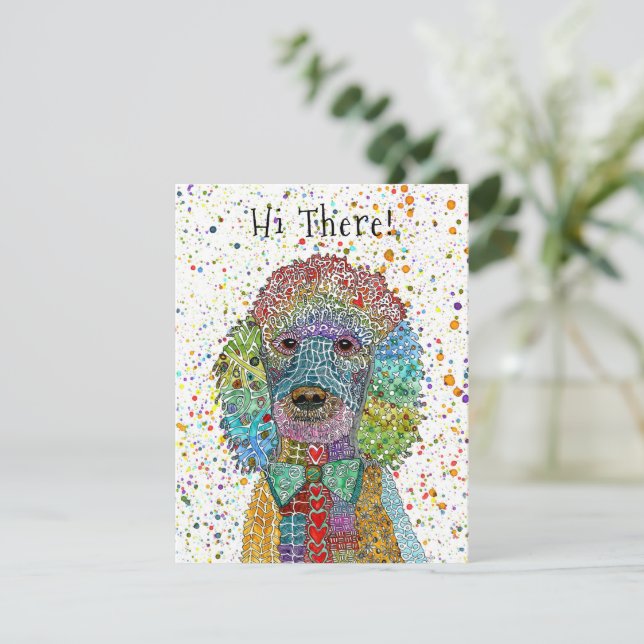 Cute and Colourful Poodle Goldendoodle Thank You Card (Standing Front)