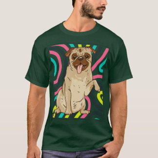 Cute and Colourful Portrait of a Pug Dog T-Shirt