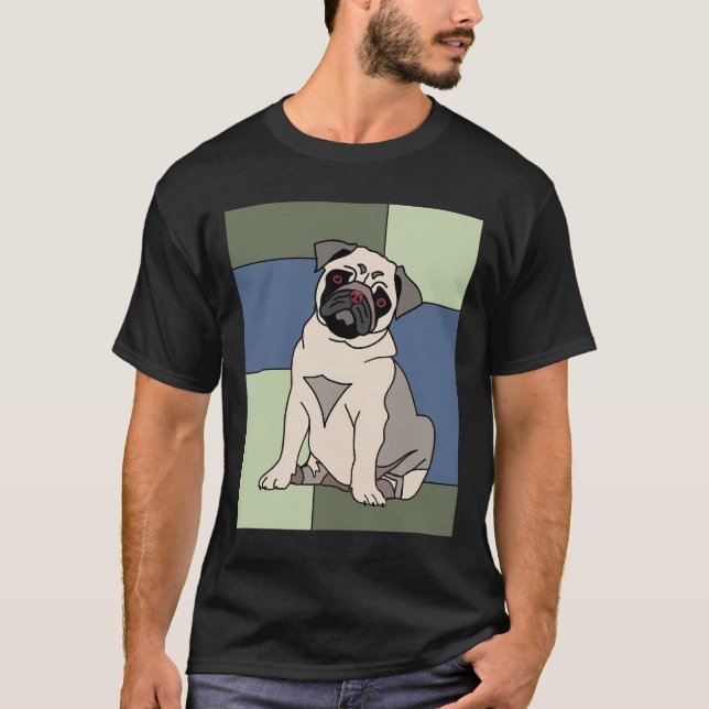Cute and Colourful Pug Long 113 T-Shirt (Front)