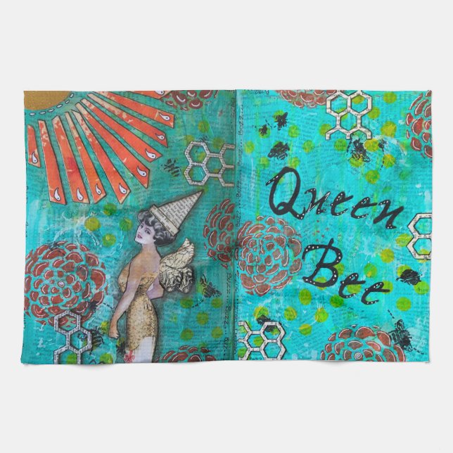 Cute and Colourful Queen Bee Kitchen Towel (Horizontal)
