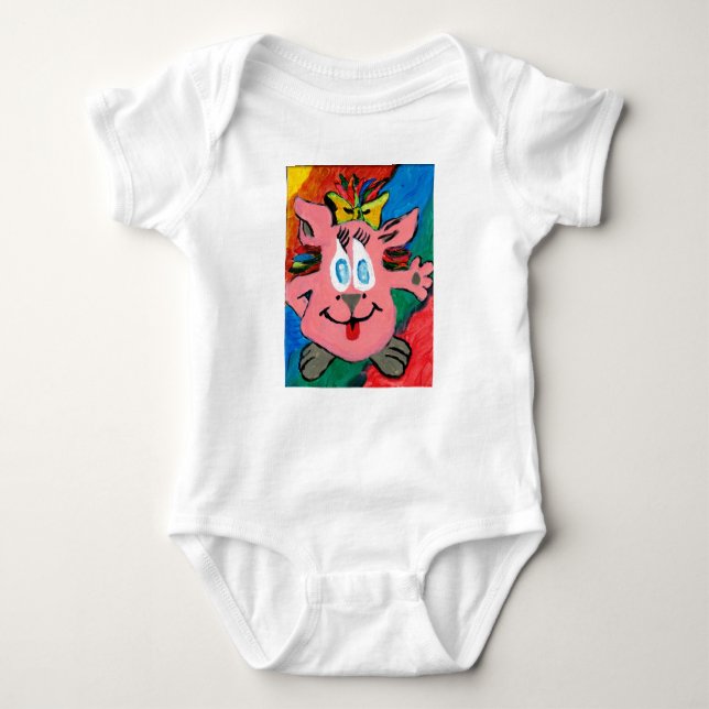 Cute and Colourful Rainbow Cartoon Character T-Shi Baby Bodysuit (Front)