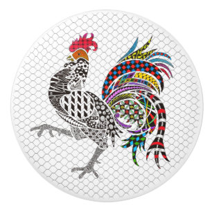 Cute and Colourful Rooster   Ceramic Knob