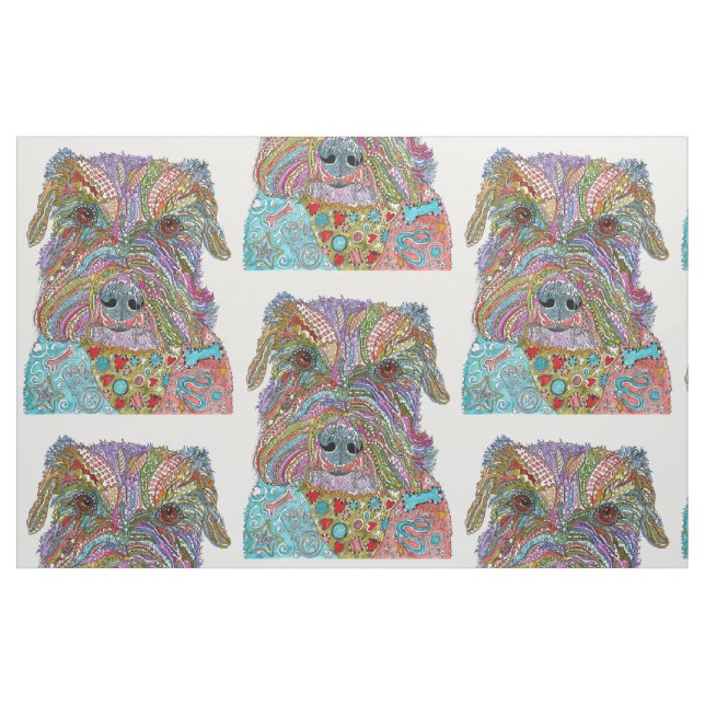 Cute and Colourful Schnauzer Dog Fabric (Fat Quarter)