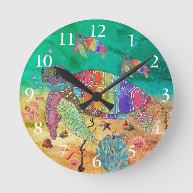Cute and Colourful Sea Turtle Clock (Front)