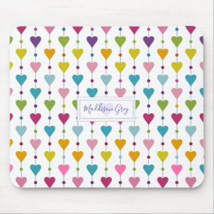 Cute and Colourful Seamless Hearts Pattern Monogra Mouse Pad