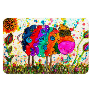 Cute and Colourful Sheep Magnet 3"x4"
