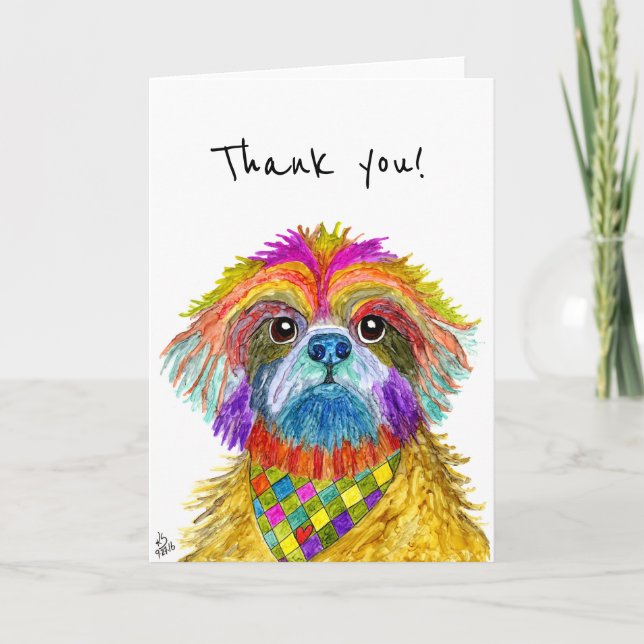 Cute and Colourful Shih Tzu Greeting Card (Front)