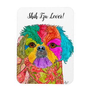 Cute and Colourful Shih Tzu Magnet 3"x4"