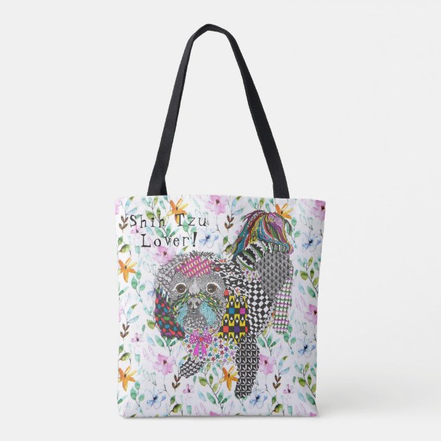 Cute and Colourful Shih Tzu Tote Bag (Back)
