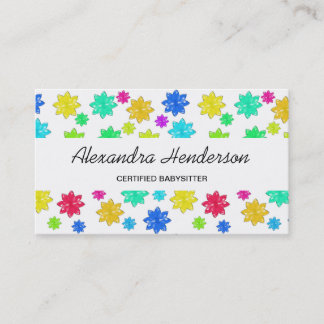 Cute and Colourful Stars Babysitter Child Care Business Card