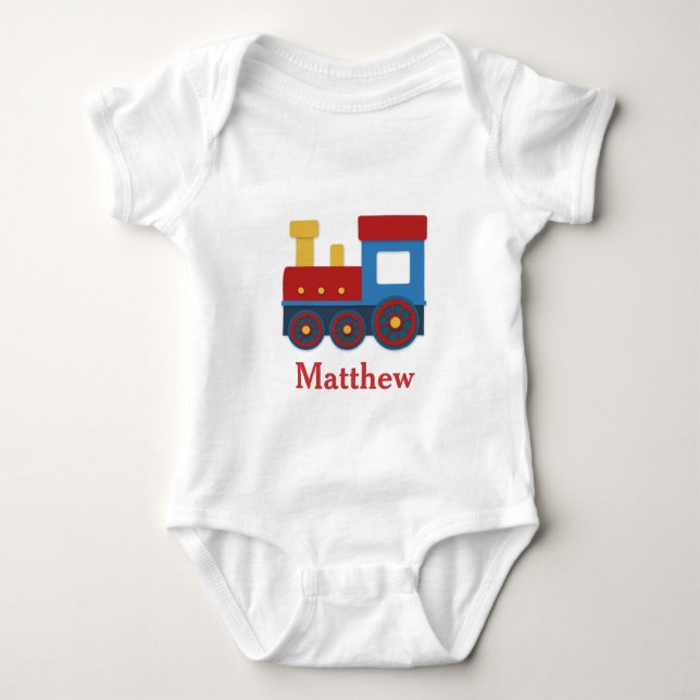 Cute and Colourful Train for Newborn Baby Boy Baby Bodysuit (Front)