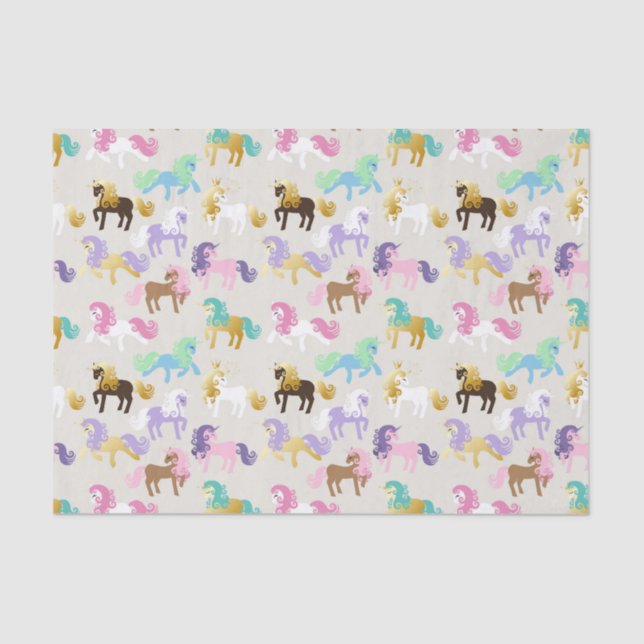 Cute and Colourful Unicorn Birthday Tissue Paper (Front)