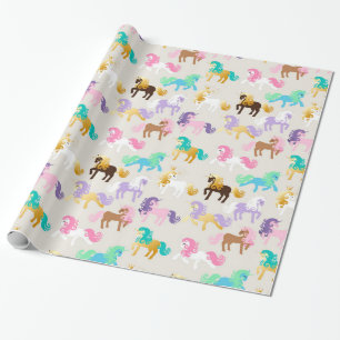 Cute and Colourful Unicorn Birthday Wrapping Paper