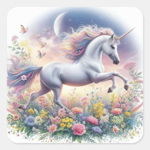 Cute and colourful Unicorn  Square Sticker