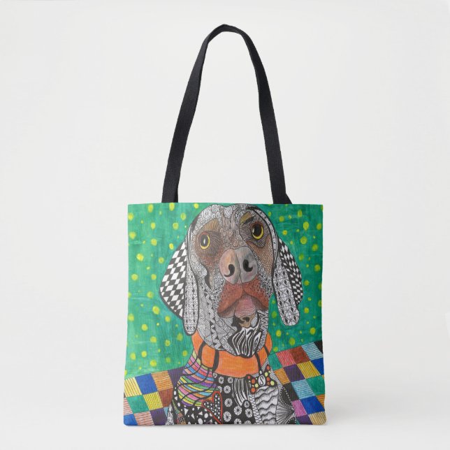 Cute and Colourful Weimaraner Tote Bag (Front)