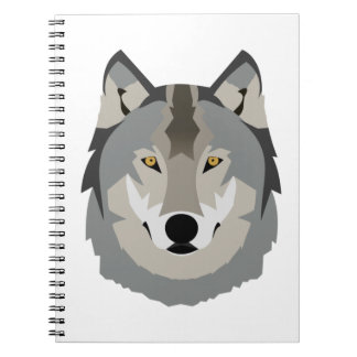 Cute and Cool Grey Wolf Face, Illustrated Animal Notebook