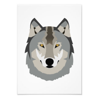 Cute and Cool Grey Wolf Face, Illustrated Animal Photo Print
