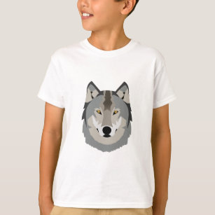 Cute and Cool Grey Wolf Face, Illustrated Animal T-Shirt