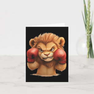Cute And Cool Lion With Boxing Gloves For A Casual Card