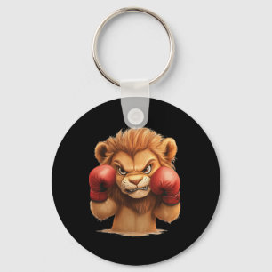 Cute And Cool Lion With Boxing Gloves For A Casual Key Ring