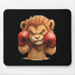 Cute And Cool Lion With Boxing Gloves For A Casual Mouse Pad