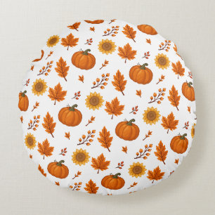 Cute and cosy Autumn Harvest  Round Cushion