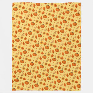 Cute and cosy Watercolour Autumn Harvest Fleece Blanket
