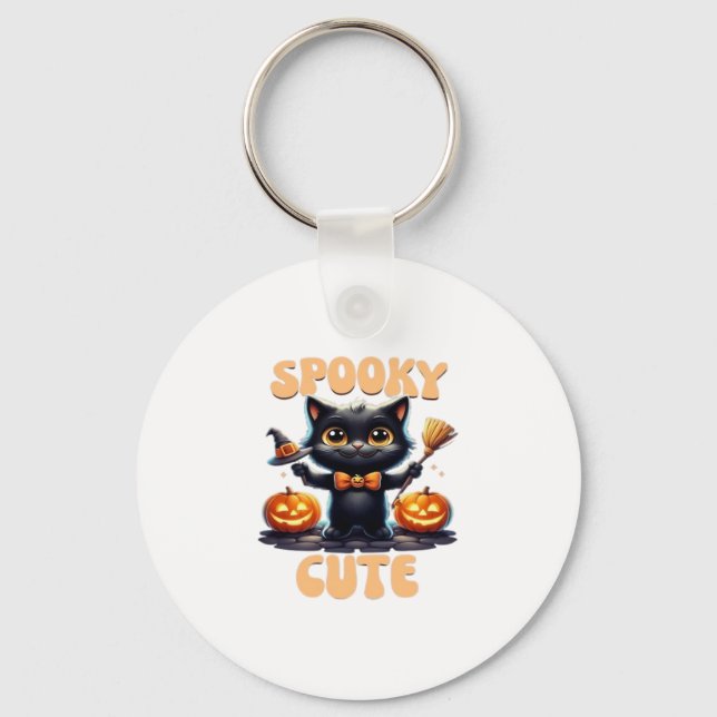 Cute and creepy black cat Classic T-Shirt Key Ring (Front)