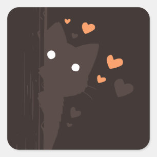Cute and Creepy Cat in the Middle of the Night Square Sticker